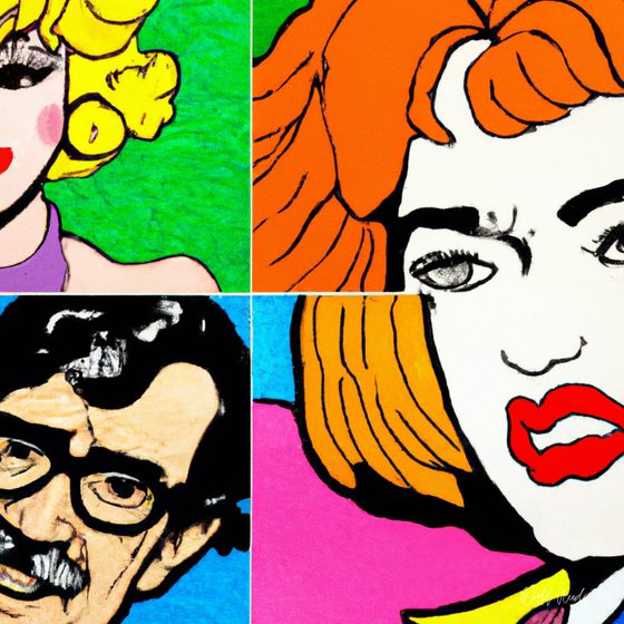 Colagem em pop art de quatro fragmentos de rostos diferentes